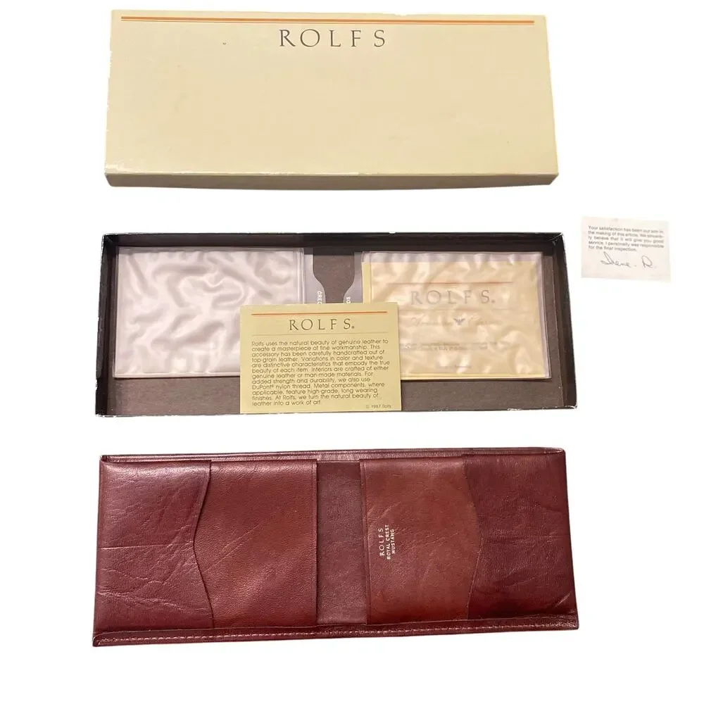 NOS Vintage Rolfs Royal Crest Mustang Leather Secretary Wallet With Box